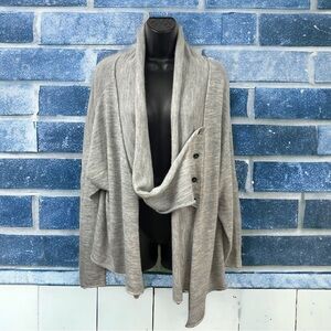 Crea Concepts Paris Grey Alpaca Merino Wool Blend Draped Cardigan Size 44